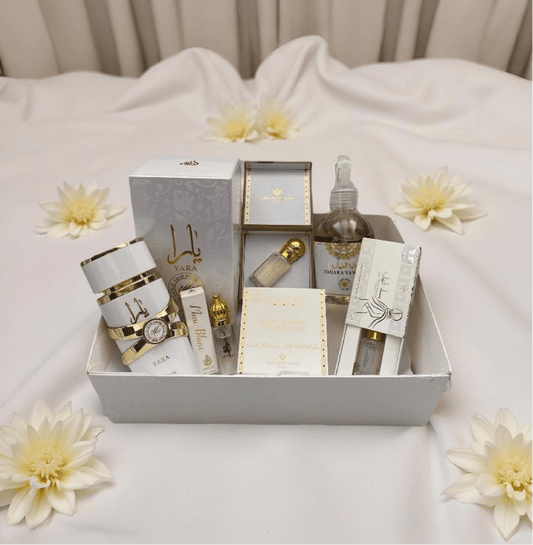 Box Yara Blanc – Coffret Parfumé Musc Blanc & Parfums de Dubaï